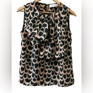 T Bags Los Angeles Sleeveless Blouse with Bow Front & Keyhole Back Size Small